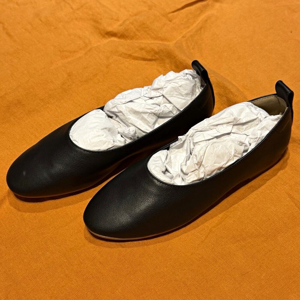 Quince Women’s Black Italian Leather Glove Ballet Flat Slip-On Round Toe Sz 6